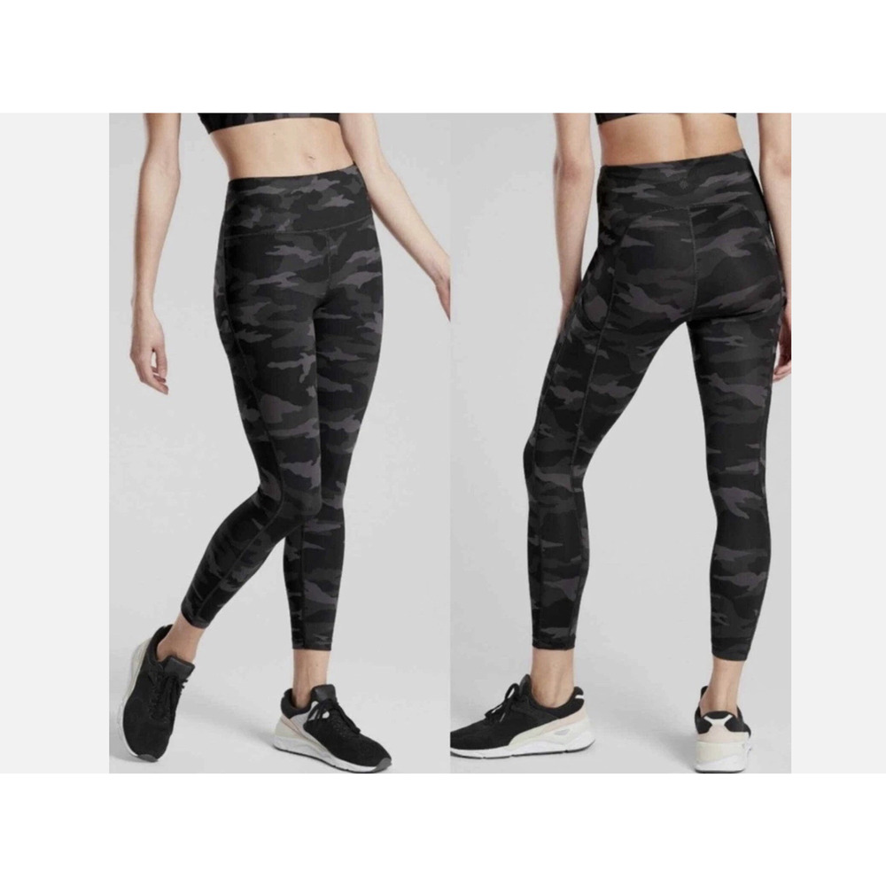 Athleta Leggings Ultimate Stash Pocket Camo 7/8 SuperSonic Black Size Small